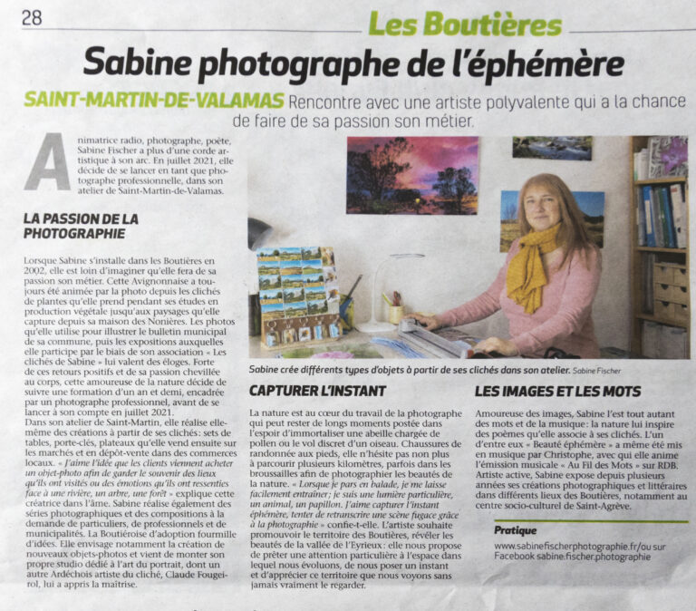 Article de presse L'Hebdo de l'ArdècheTerre Vivaroise