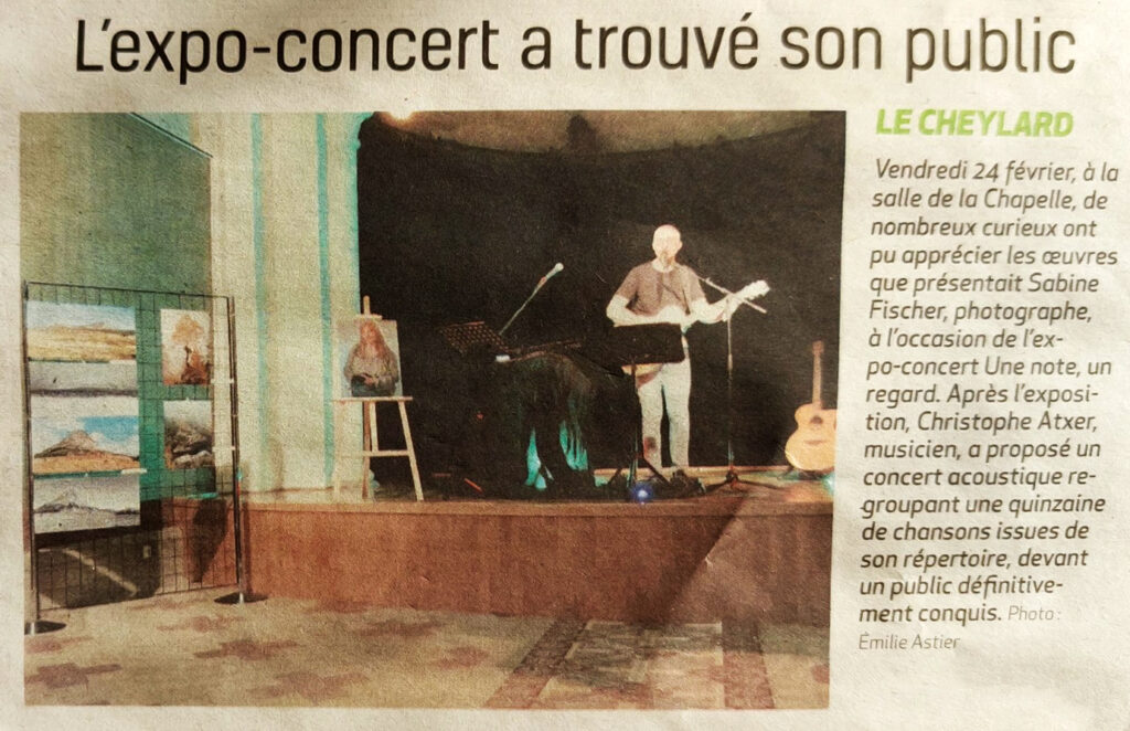 Article de presse de l'Hebdo de l'Ardèche / Expo - Concert