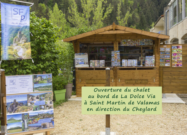 Chalet, point de vente au bord de La Dolce Via à St Martin de Valamas.