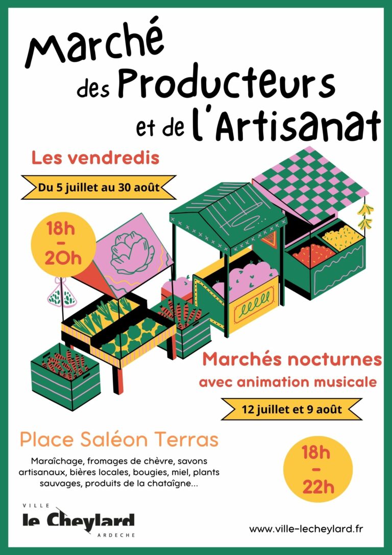 Marché des producteurs et de l'artisanat à Le Cheylard en juillet-août 2024
